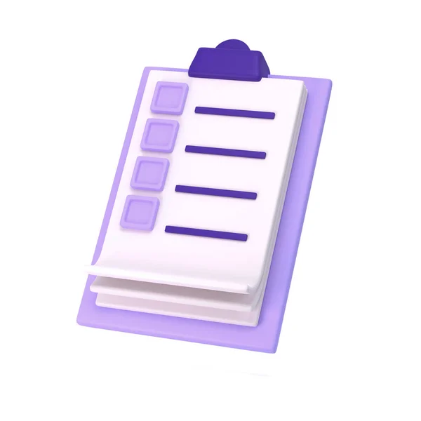 White Clipboard Icon Task Management Todo Check List Lilac Plane — Fotografia de Stock