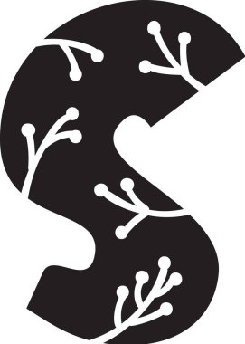 Noel kış vektör yazı tipi S alfabesini göster. Sosyal medya, web tasarımı, poster, afiş, tebrik kartı için sermaye İskandinav harf tipi abc ögesi.