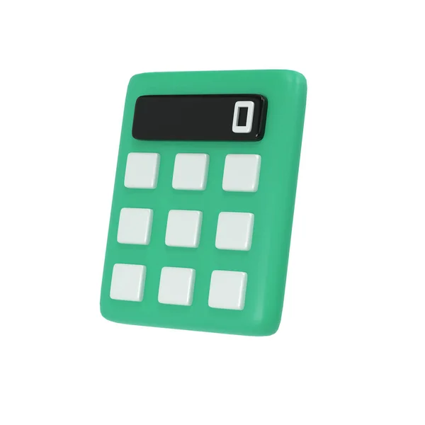 Green Calculator Icon School Office Isolated Clipping Path Object Math — Stock Photo, Image