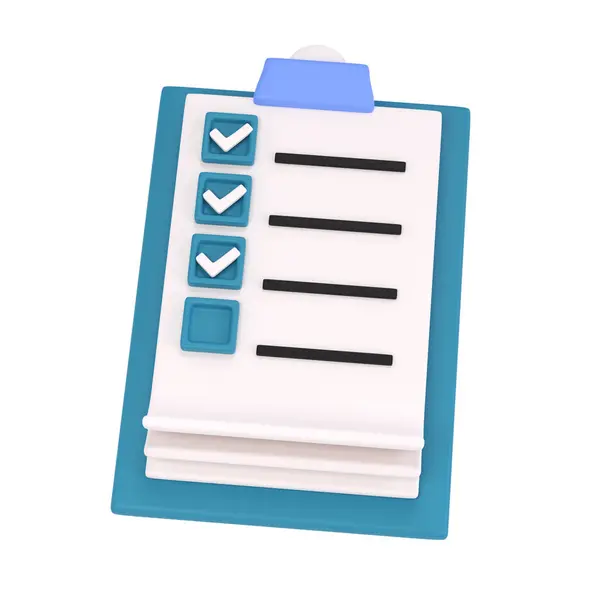 White Clipboard Icon Task Management Todo Check List Turquose Plane — Stock Photo, Image