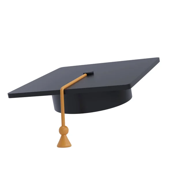 Graduation University College Black Cap Realistic Illustration Isolated Clipping Path — Stock Photo, Image
