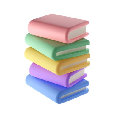 3 Boyutlu Kapalı Kitap Yığını kırpma yolu ile izole edilmiş simge. Eğitim ya da İş Edebiyatı Hazırla. Okuma, E-kitap, Edebiyat, Ansiklopedi, Ders Kitabı Çizimleri.