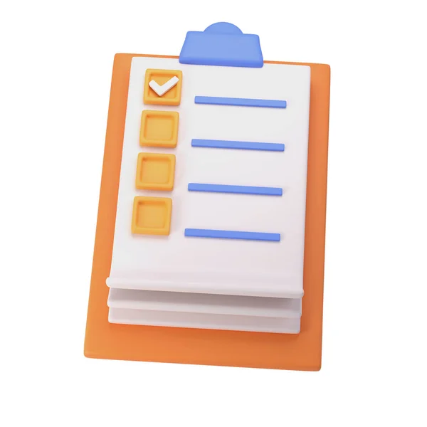 White Clipboard Icon Task Management Todo Check List Orange Plane — Fotografia de Stock