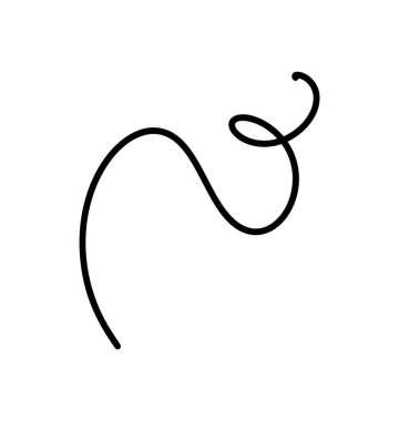 Siyah el kıvrımlı bir çizgi çizdi. Kıvrımlı karalama fırça darbeleri vektörü. Siyah kalem karalaması. El çizimi kaligrafi kıvrımlı, ince kıvrımlı. biçim çizimleri.