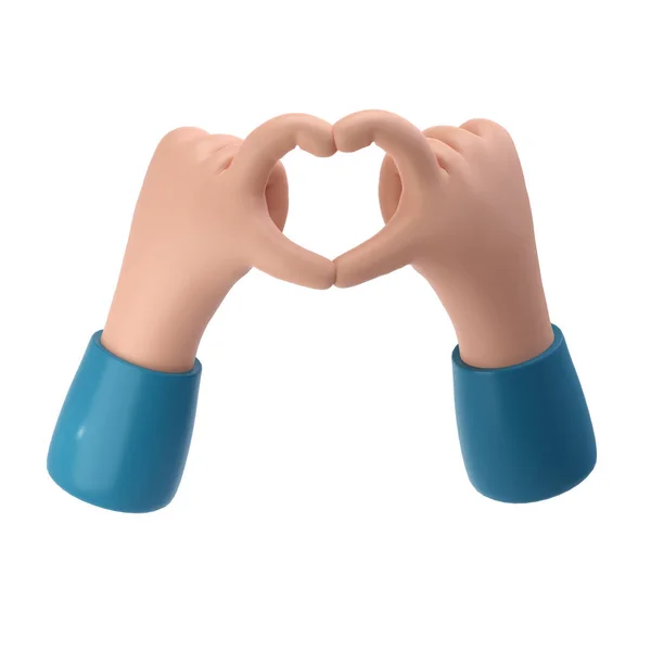 Renderização Estilizado Mãos Dobrar Forma Coração Ícone Sinal Gesto Valentine — Fotografia de Stock