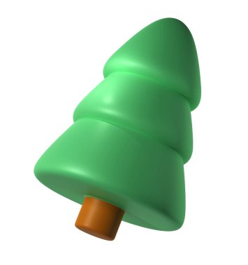 3D şirin Noel ağacı oyuncağı kırpma yolu ile resimleme. Kış tatili simgesi.