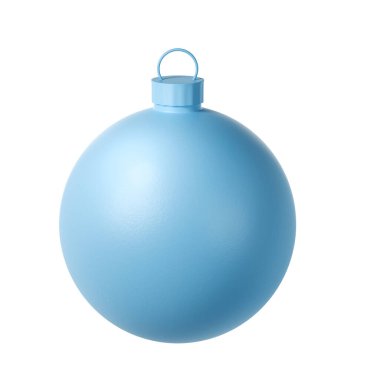 3D mavi Noel balosu ikonu. Kesme yolu olan gerçekçi bir küre. Köknar ağacı için bayram oyuncağı. Tatil Resimleri.