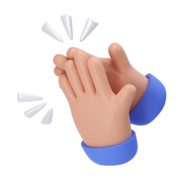 3D Alkışlayan Eller koyu ten simgesi kırpma yolu alkışlama, anlaşma ve başarı konsepti resimleme ile izole.