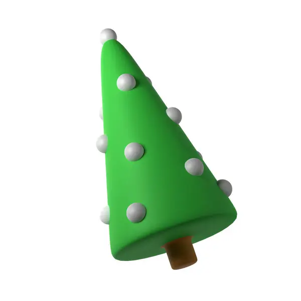 Leuke Kerstboom Speelgoed Pictogram Met Witte Bal Maken Illustratie Met — Stockfoto