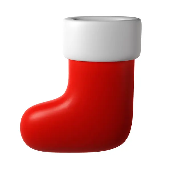 Cute Christmas Red Sock Symbol Clip Art Weihnachtsmann Freundlich Lustiger — Stockfoto