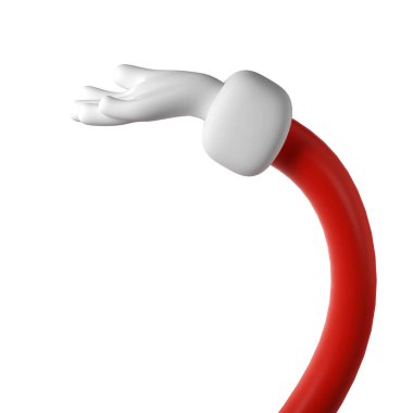 Noel Baba 'nın Noel ikonunun 3D avuç içi kadar güzel bir el çizimi. Almak, vermek, bir şeyler tutmak. Arkadaşça komik stil kırpma yolu gösterimi ile izole.