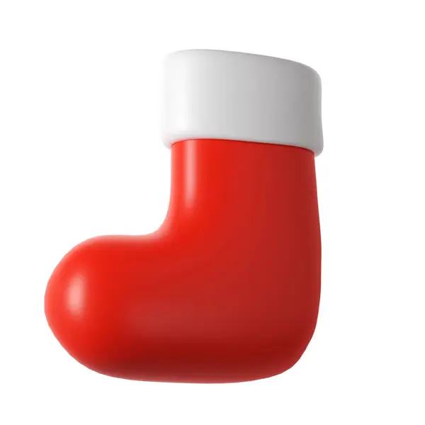 Cute Christmas Red Sock Icon Clip Art Santa Claus Friendly — Stock Photo, Image