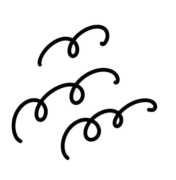 Černá Ruka Kreslila Zakřivené Křivky Čáry Výtvarné Abstraktní Set Čmáranice — Stockový vektor