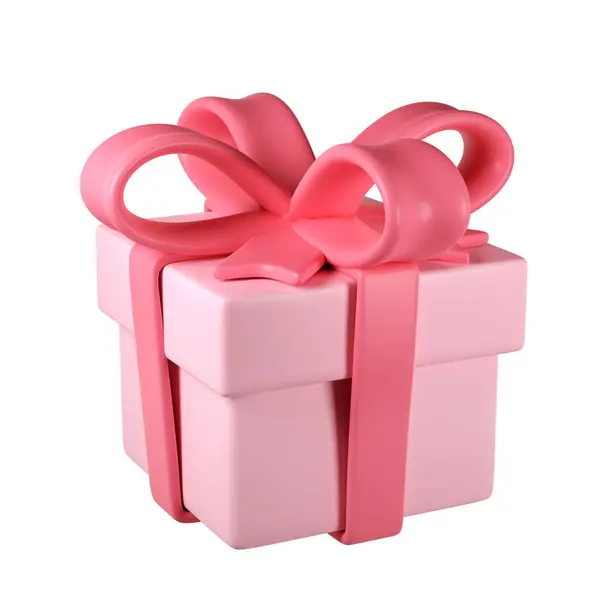 Icono Caja Regalo Navidad Rosa Con Lazo Cinta Pastel Aislado —  Fotos de Stock
