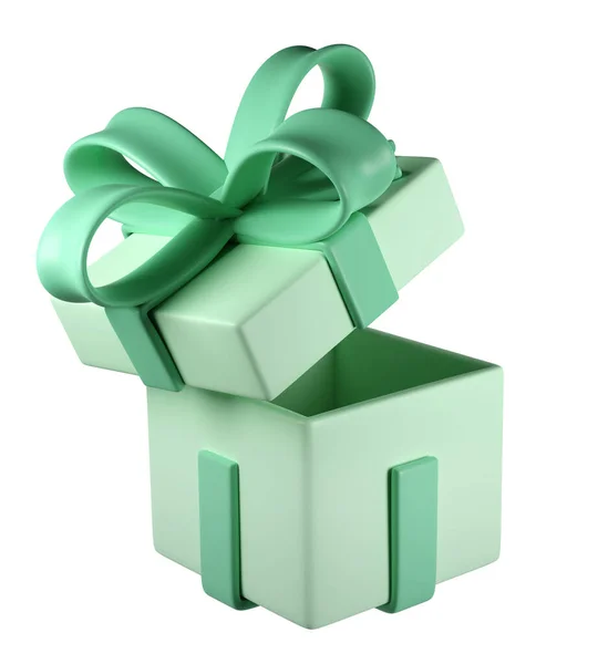 Πράσινο Ανοιχτό Χριστουγεννιάτικο Κουτί Δώρου Εικονίδιο Παστέλ Κορδέλα Τόξο Που — Φωτογραφία Αρχείου