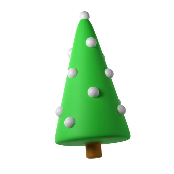 Bonito Ícone Brinquedo Árvore Natal Com Bola Branca Renderizar Ilustração — Fotografia de Stock