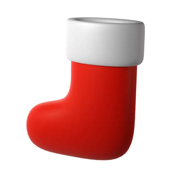Bonito Natal Vermelho Sock Ícone Clip Art Papai Noel Estilo — Fotografia de Stock