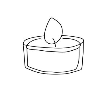 El çizimi vektör yanan mum simgesi. Tebrik kartı ve internet tasarımı için Noel özeti tanıtımı, izole tatil davetiyesi.