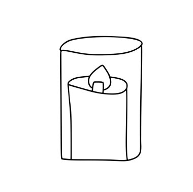 El çizimi vektör yanan mum simgesi. Tebrik kartı ve internet tasarımı için Noel özeti tanıtımı, izole tatil davetiyesi.