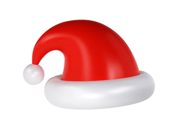 3Dアイコン クリスマス サンタクロース かわいい 白い背景で隔離されました チャット効果のための新年の赤い帽子Xmas文字 — ストック写真
