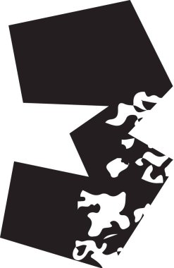 Alfabe grunge köşe kağıdını göster 3 numaralı yazı tipini kes.