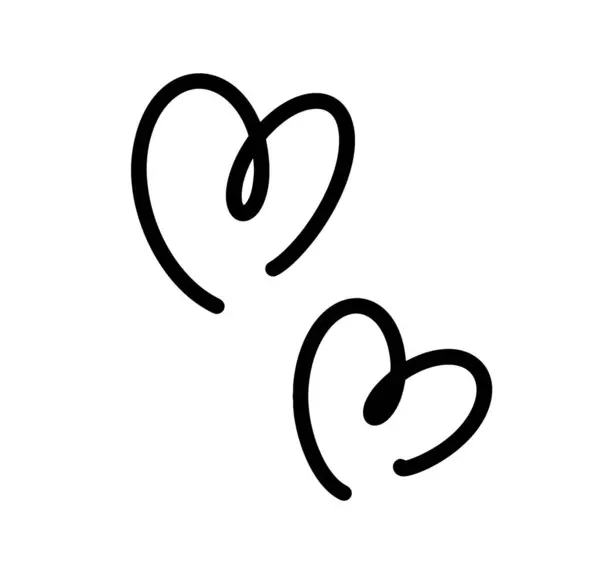 Infantil Dibujado Mano Negro Corazón Símbolos Línea Arte Vector Diseño — Vector de stock