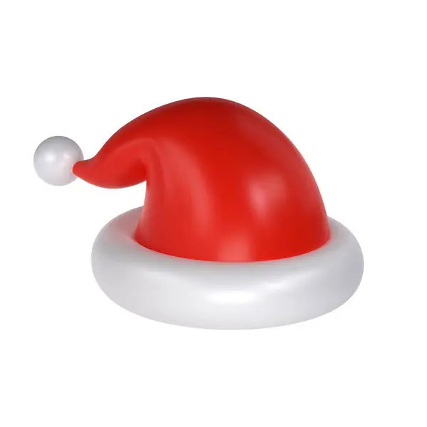 Икона Рождество Санта Клаус Милая Шляпа Изолированы Белом Фоне Новогодняя — стоковое фото