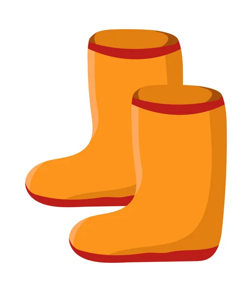オレンジの高いきれいなゴム製ブーツ ガーデニングベクトルイラスト フラットスタイル 感謝祭の日のグリーティングカード Webデザインの秋の要素 — ストックベクタ