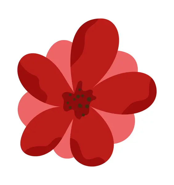 Plat Fleur Automne Rouge Isolé Sur Fond Blanc Icône Florale — Image vectorielle