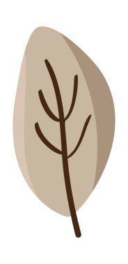 Renkli sonbahar yaprağı, beyaz arka planda izole edilmiş. Basit düz çizgi film tarzı, vektör. Tasarım tebrik kartı için elle çizilmiş sonbahar öğesi. Şükran Günü.