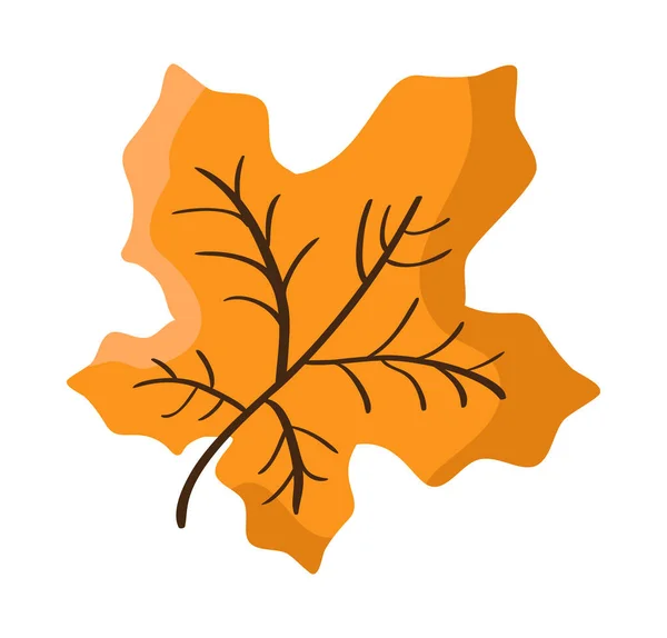Orangefarbenes Herbst Ahornblatt Isoliert Auf Weißem Hintergrund Einfache Cartoon Flachen — Stockvektor