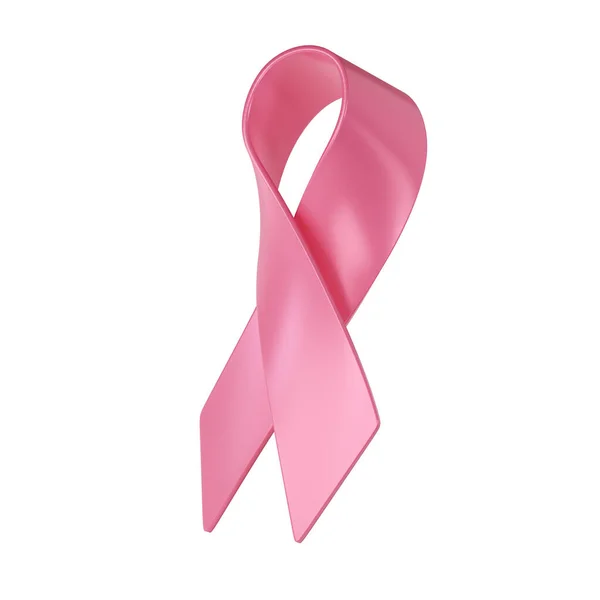 3D图标粉红丝带在乳腺癌意识月 图例符号 — 图库照片