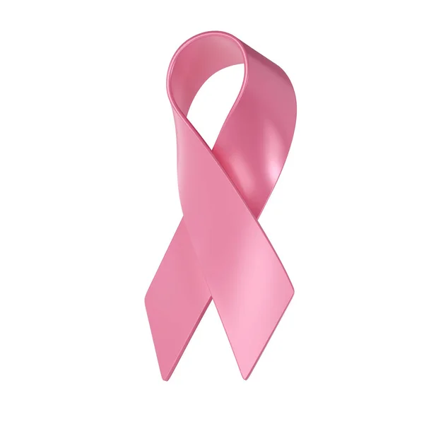 3D图标粉红丝带在乳腺癌意识月 医疗图解符号 — 图库照片