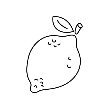 Siyah tek meyve limon çizgisi simgesi, basit sulu düz tasarım pictogram, uygulama logo web düğmesi arayüzü elementleri için infografik vektör beyaz arkaplan üzerinde izole.