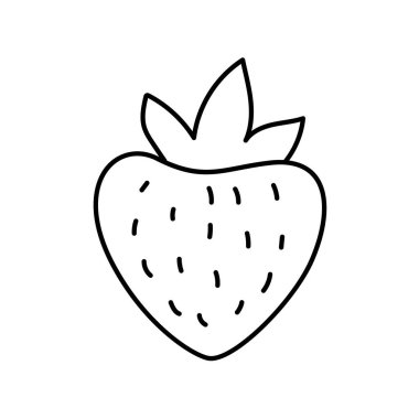 El çizimi çilek ana hatları ikon vektör çizimi resimleme, boyama kitabı, logo, illüstrasyon, çıkartma, kapak için uygun.