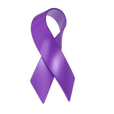 3 boyutlu ikon Violet Ribbon Dünya Pankreas Kanser Günü her yıl Kasım ayında kutlanır. Pankreas dokularında habis hücrelerin oluştuğu bir hastalık..
