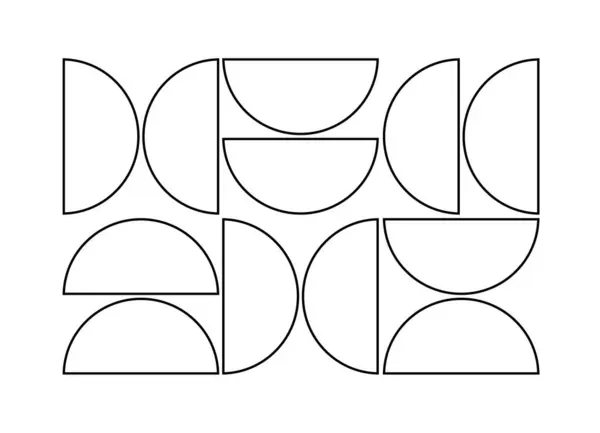 Trendy Ligne Noire Bauhaus Affiche Modèle Formes Vectorielles Abstraites Géométriques — Image vectorielle