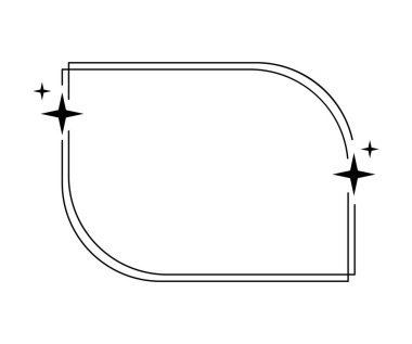 Yıldızlı modaya uygun doğrusal çerçeveler, modern minimalist estetik çizgi elementleri, geometrik formlar. Sosyal medya veya poster tasarımı için vektör pırıltısı, basit dekoratif boho tarzı kenar.