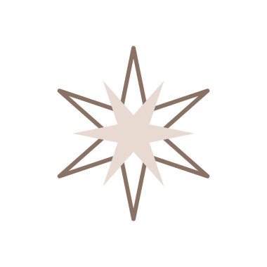 Basit estetik bej kış Noel 'i sihirli yıldız ikonu. Modern şekiller vektör sembolü. Web uygulamaları ve mobil konsept için doğrusal pictogram paketi.