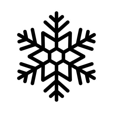 Basit bir Noel ikonu kar tanesi. Soyut kar logosu dondurucu soğuk hava. Kış yağmuru. Çizgi sanatı tarzında düz vektör illüstrasyonu.