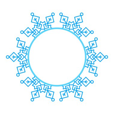 Yuvarlak Vektör Mavi Noel çerçevesi, yazı için yeri olan kar tanelerinden yapılmıştır. Sosyal ağların, fotoğrafların ve tebrik kartlarının dekorasyonu için mükemmel bir telif alanı.