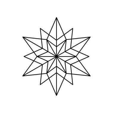 Beyaz arka planda izole edilmiş Beytüllahim 'in Noel vektörü Snowflake origami yıldızı. Geometrik çizgi kar ikonu. Pankart ve tebrik kartı için Xmas Tasarım ögesi.