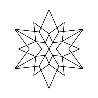 Beyaz arka planda izole edilmiş Beytüllahim 'in Noel vektörü Snowflake origami yıldızı. Geometrik çizgi kar ikonu. Pankart ve tebrik kartı için Xmas Tasarım ögesi.