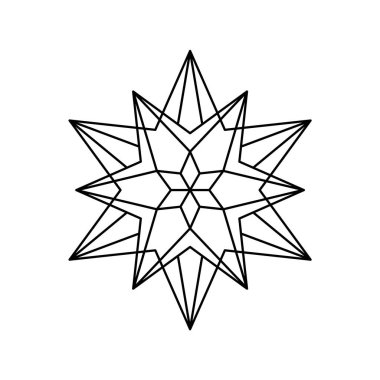 Beyaz arka planda izole edilmiş Beytüllahim 'in Noel vektörü Snowflake origami yıldızı. Geometrik çizgi kar ikonu. Pankart ve tebrik kartı için Xmas Tasarım ögesi.