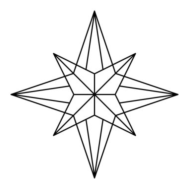 Beyaz arka planda izole edilmiş Beytüllahim 'in Noel vektörü Snowflake origami yıldızı. Geometrik çizgi kar ikonu. Pankart ve tebrik kartı için Xmas Tasarım ögesi.