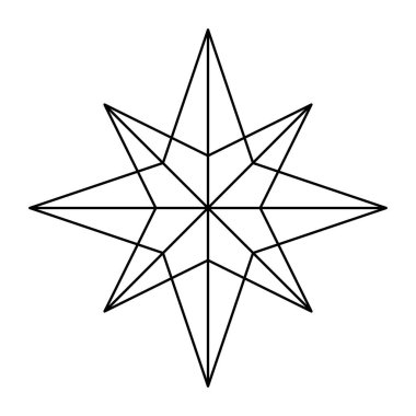 Beyaz arka planda izole edilmiş Beytüllahim 'in Noel vektörü Snowflake origami yıldızı. Geometrik çizgi kar ikonu. Pankart ve tebrik kartı için Xmas Tasarım ögesi.