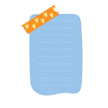Kalp tipli mavi not kağıdı. Duvardaki romantik çıkartmalara bayılırım. Sevgililer Günü tebrik kartı, dizayn Notepad Vektör illüstrasyonu.