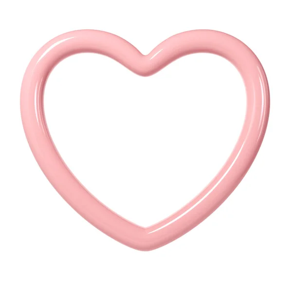 Rosa Brilhante Coração Moldura Fundo Branco Adequado Para Dia Dos — Fotografia de Stock