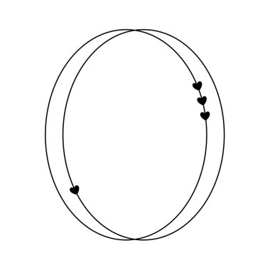 Sevgililer Günü 'nde kalpli estetik çerçeveler. Sosyal medya veya poster tasarımı için modaya uygun geometrik minimalist doğrusal şekil.
