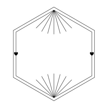 Sevgililer Günü, kalpli estetik çerçeveyi sever. Sosyal medya veya poster tasarımı için modaya uygun geometrik minimalist doğrusal şekil.